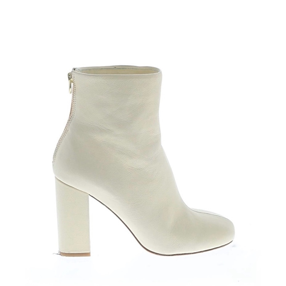 Joie Cream Leather Block Heel Ankle Booties size 37.5
